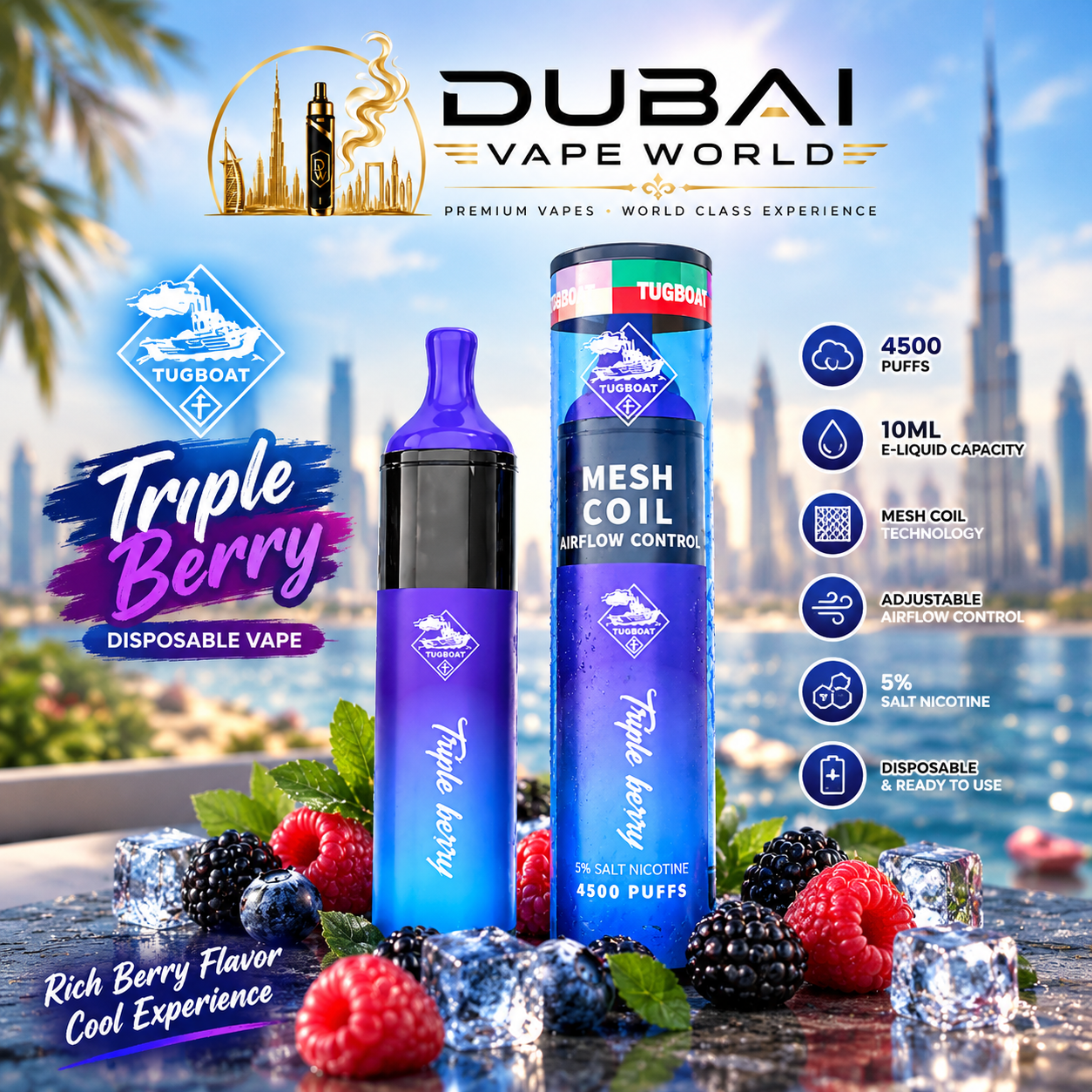Tugboat EVO 4500 Puffs Disposable Vape in Dubai